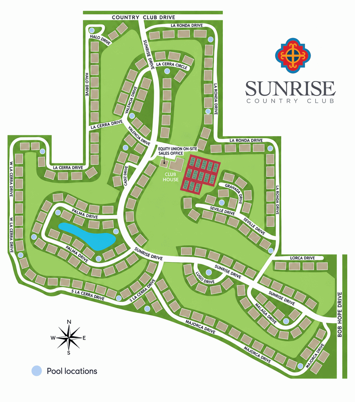 Map of Sunrise Country Club in Rancho Mirage